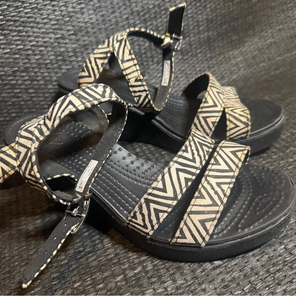 CROCS Black and White Wedge Shoes